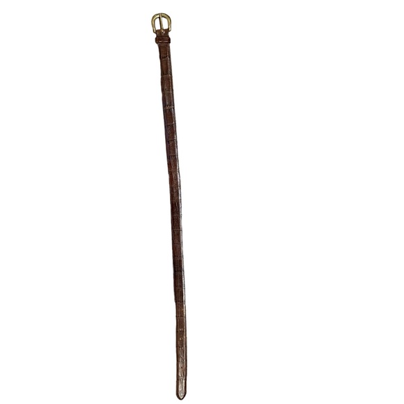 VINTAGE Guess Collection Brown Leather Belt Brass Tone Hardware Women’s Large - Picture 3 of 8